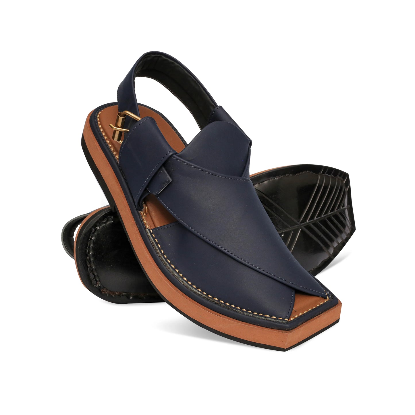 Medicated Blue Leather Peshawari Sandal