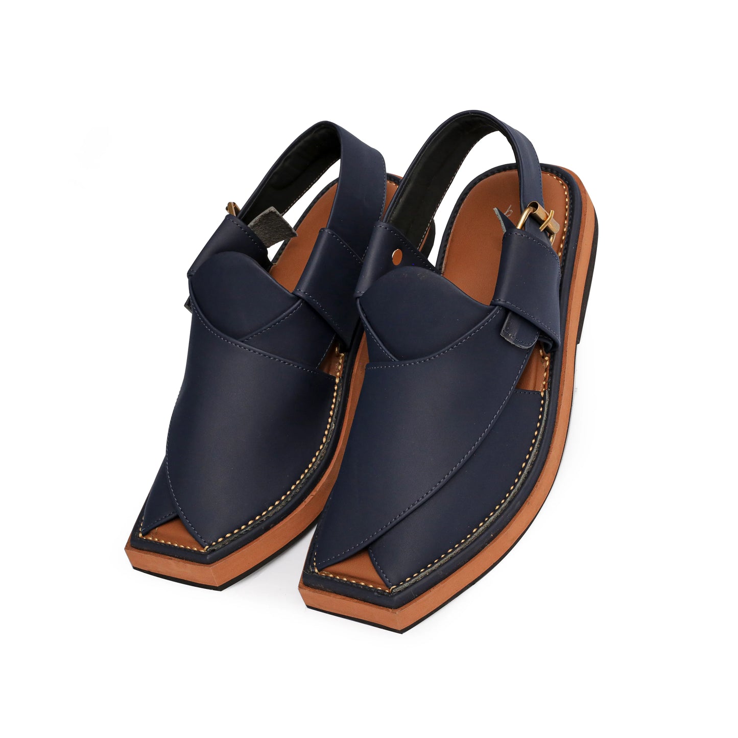 Medicated Blue Leather Peshawari Sandal