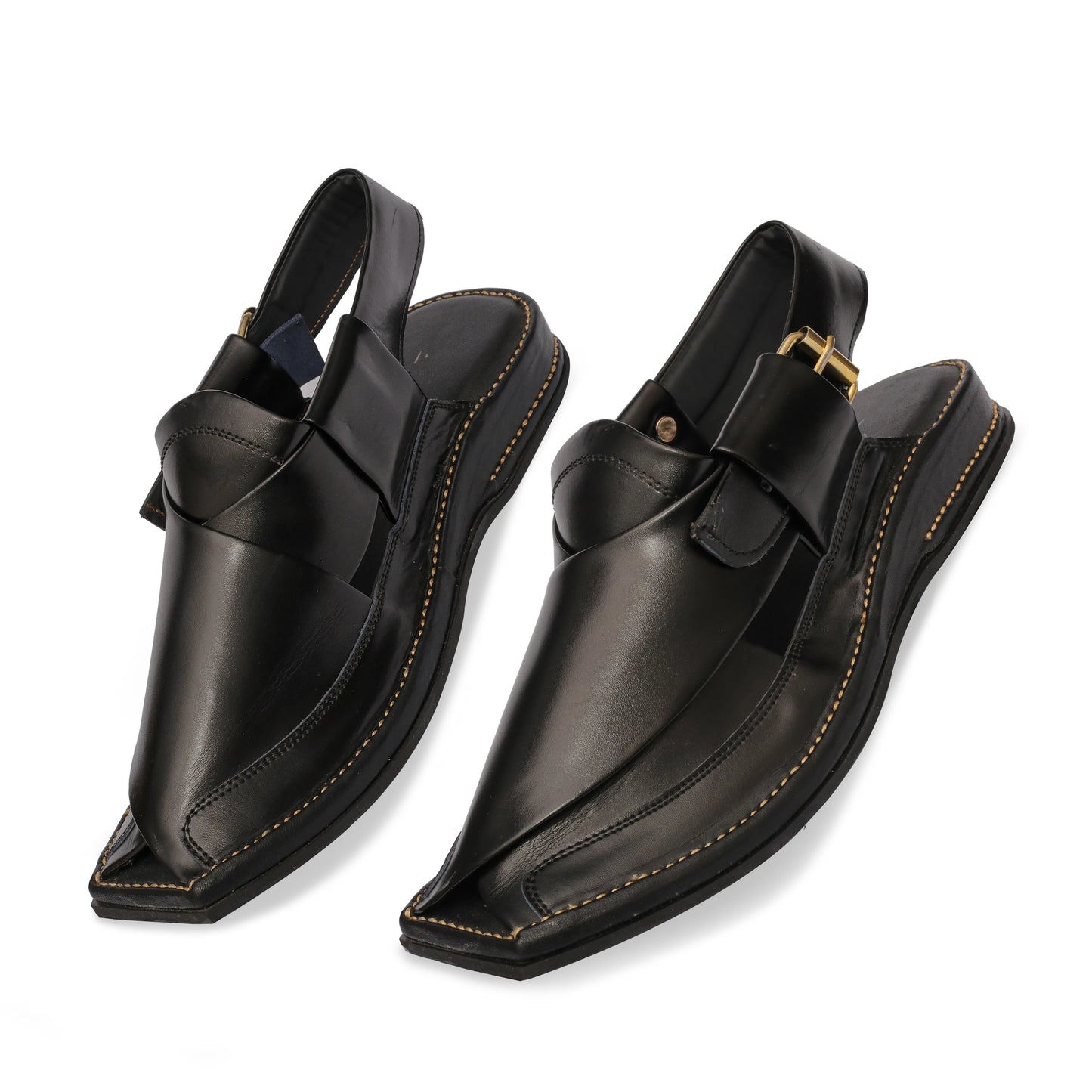 Medicated Black Leather Peshawari Sandal