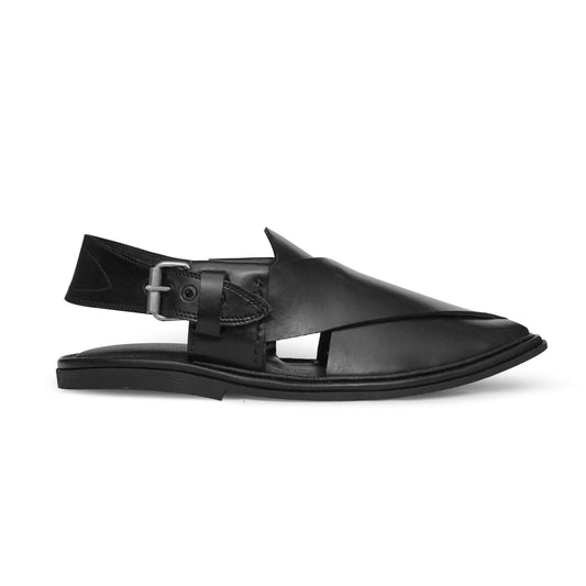 Medicated Black Leather Peshawari Sandal