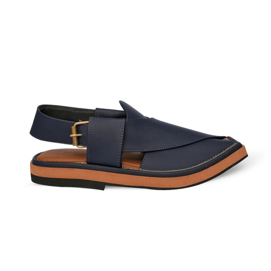 Medicated Blue Leather Peshawari Sandal