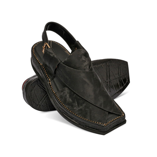 Medicated Black Velvet Peshawari Sandal