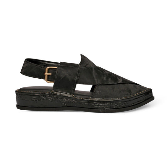 Medicated Black Velvet Peshawari Sandal