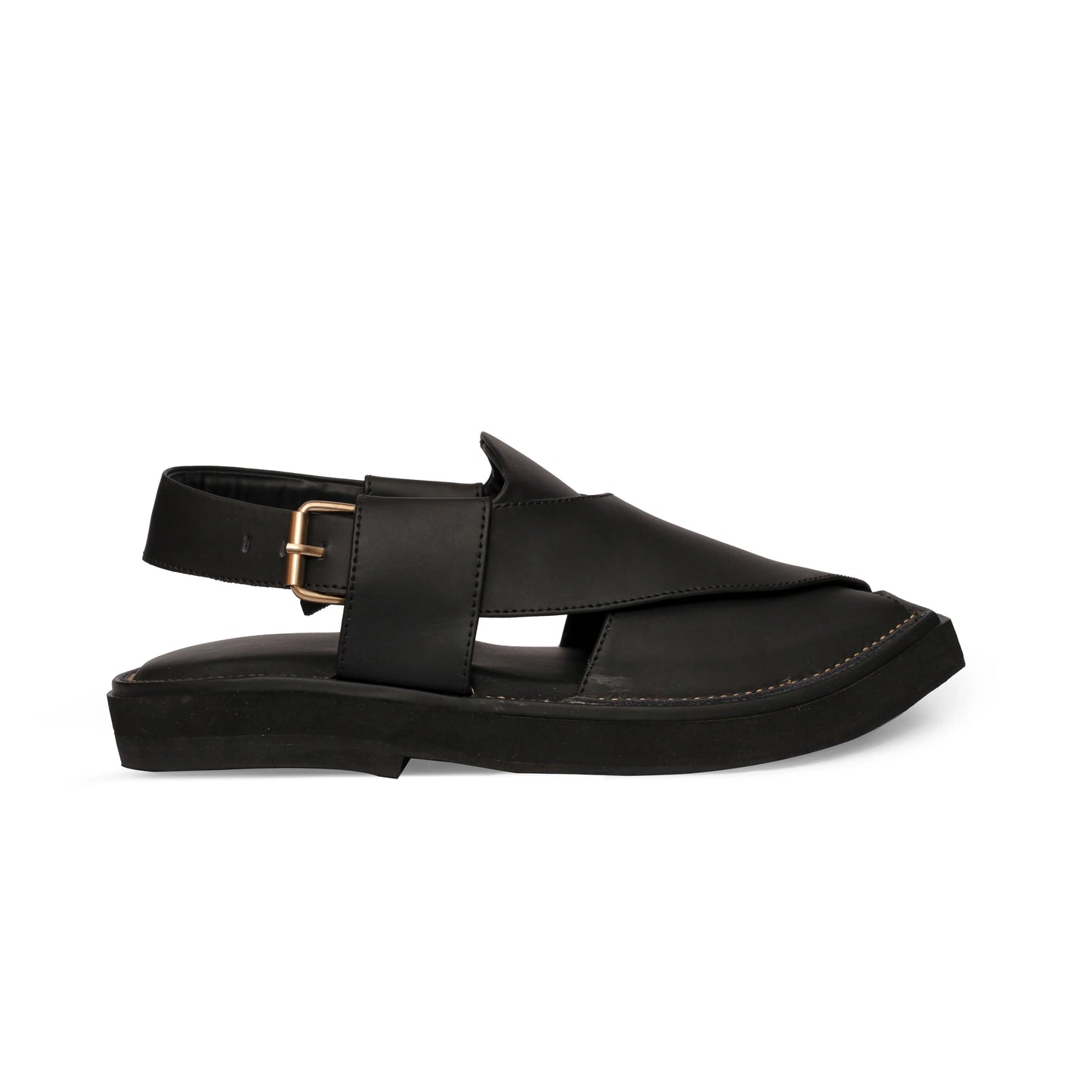 Medicated Black Leather Peshawari Sandal